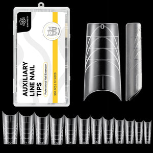 300pcs Half Cover Straight Auxiliary Line Nail Tips 12 Different Sizes Nail Tips BORN PRETTY