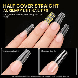 300pcs Half Cover Straight Auxiliary Line Nail Tips 12 Different Sizes Nail Tips BORN PRETTY
