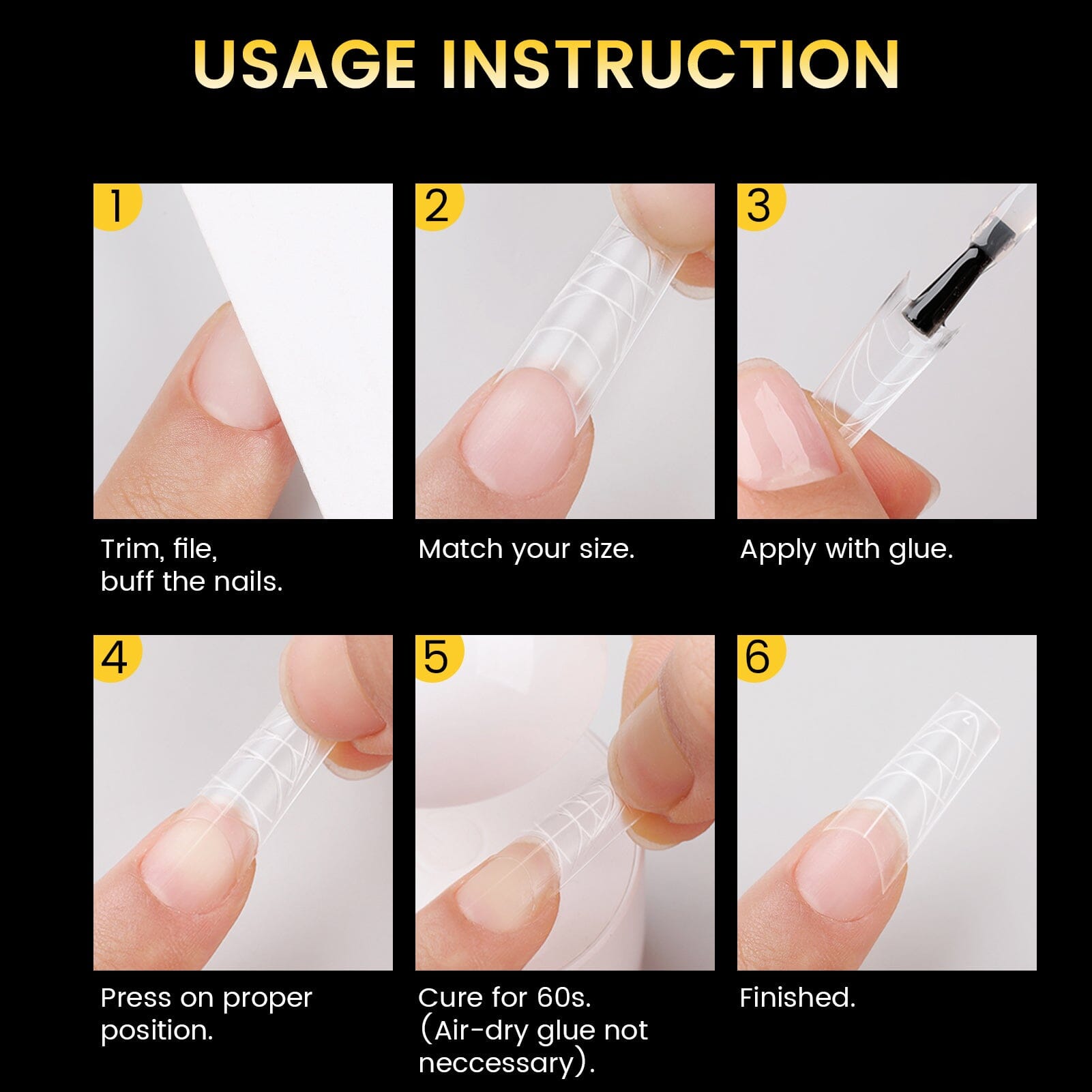 300pcs Half Cover Straight Auxiliary Line Nail Tips 12 Different Sizes Nail Tips BORN PRETTY