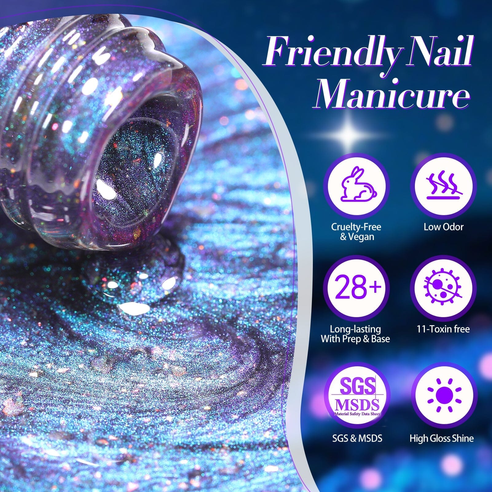 Blue Cat Magnetic Gel Polish MY35 Starry Sky 10ml Gel Nail Polish BORN PRETTY