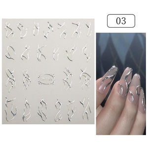 Silver 3D Nail Sticker DIY Nails BORN PRETTY