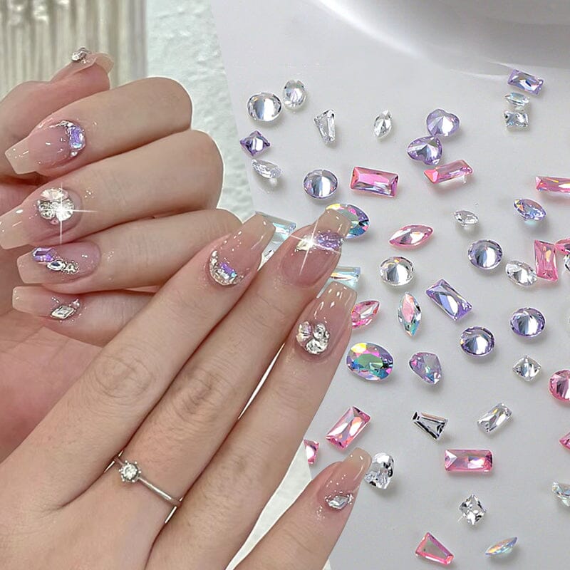 Mix Shapes Nail Art Decorations Sparkle Mini Auroras Ice Translucent Rhinestone Nail Art Manicure Nail Decoration No Brand