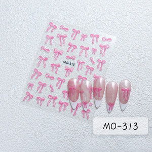 Pink Bowknot 3D Nail Stickers MO-313 Nail Sticker No Brand