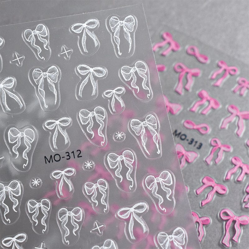 Pink Bowknot 3D Nail Stickers MO-313 Nail Sticker No Brand