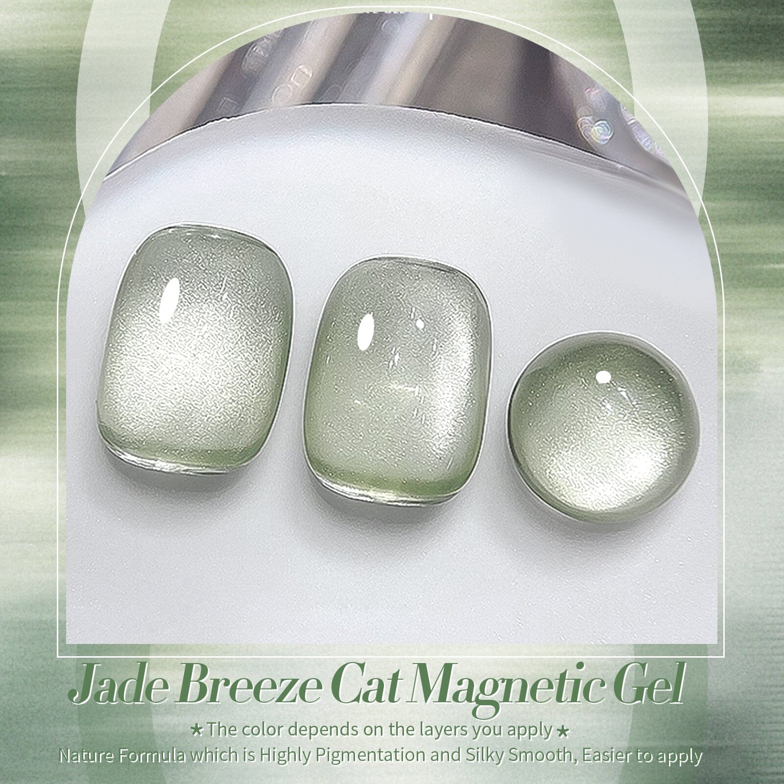 Jade Breeze Green Cat Magnetic Gel Polish MY48 15ml Gel Nail Polish BORN PRETTY