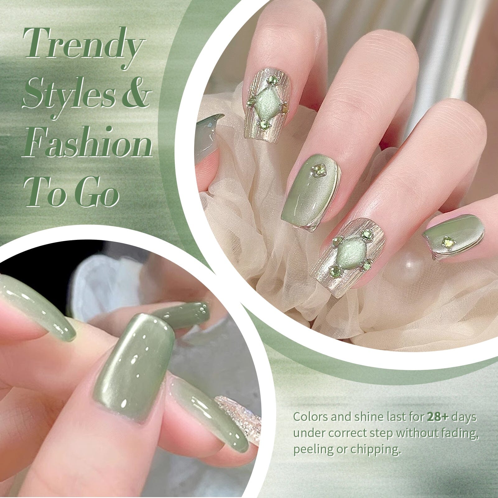 Jade Breeze Green Cat Magnetic Gel Polish MY48 15ml Gel Nail Polish BORN PRETTY