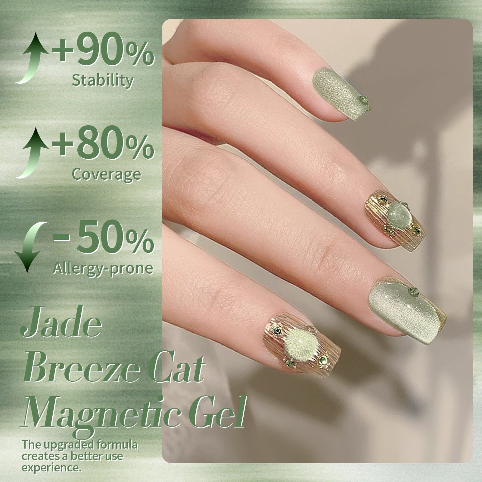 Jade Breeze Green Cat Magnetic Gel Polish MY48 15ml Gel Nail Polish BORN PRETTY