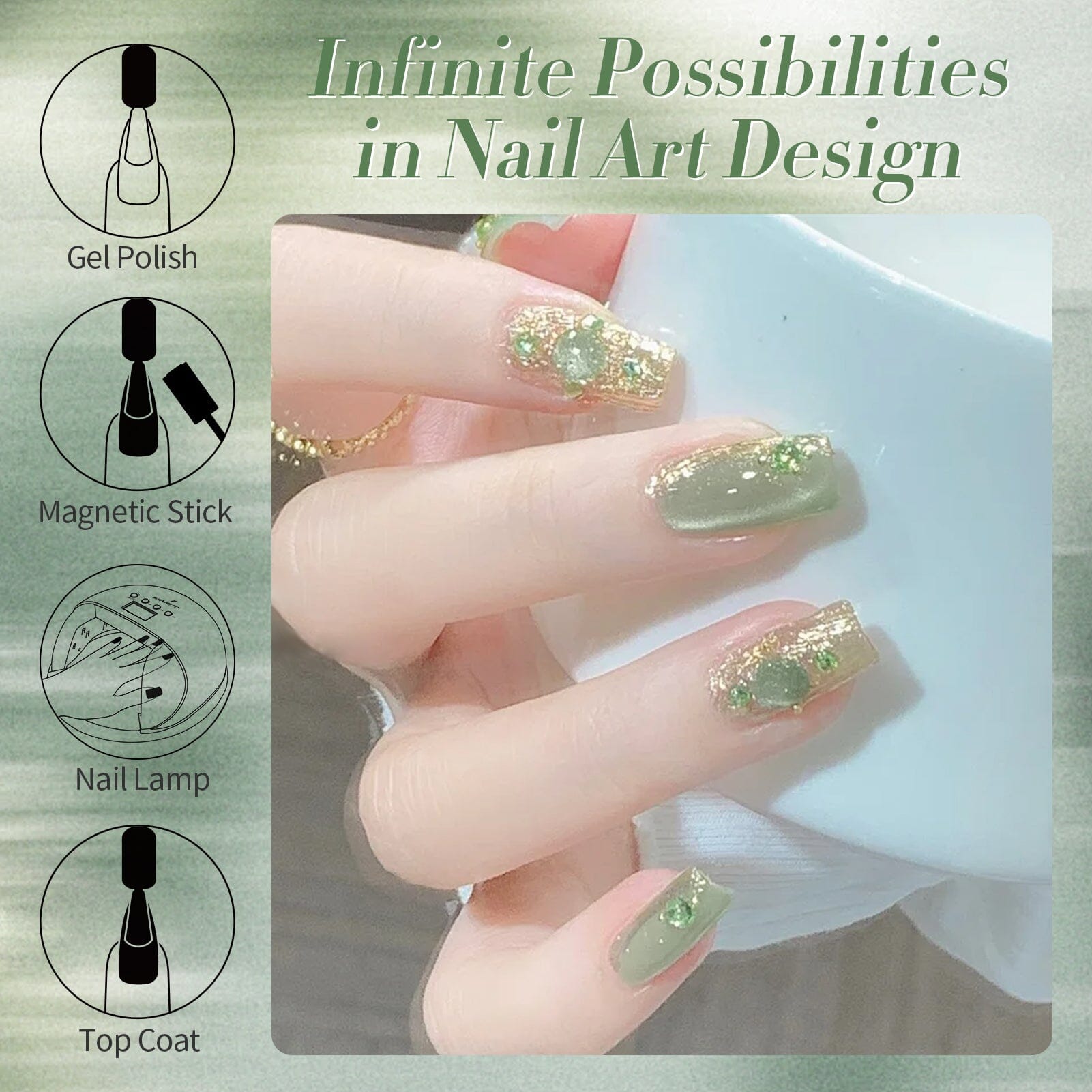 Jade Breeze Green Cat Magnetic Gel Polish MY48 15ml Gel Nail Polish BORN PRETTY