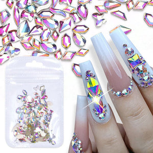 50pcs Aurora Flat Bottom Nail Rhinestones Nail Decoration No Brand