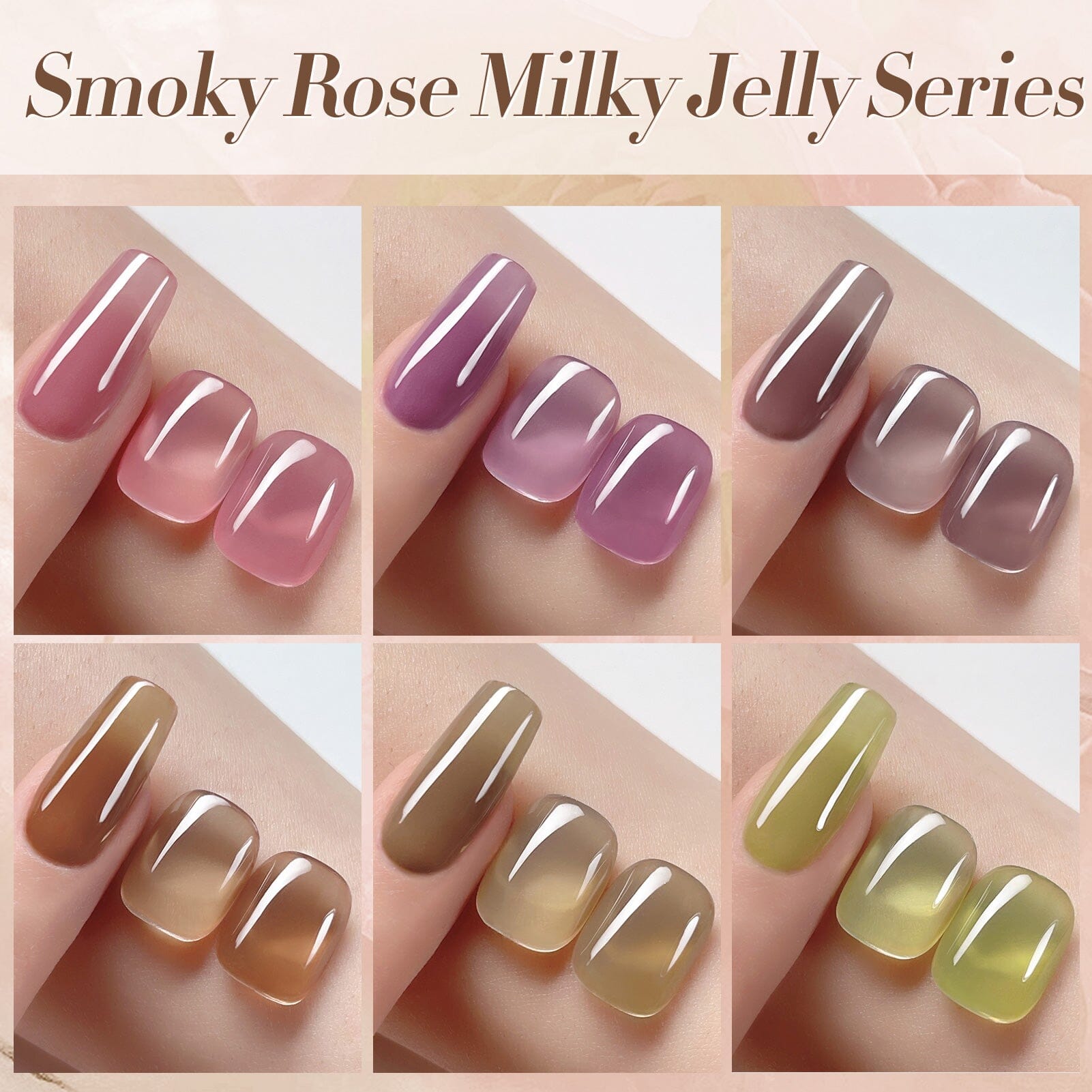 Smoky Rose Milky Jelly Gel 6 Colors Set 7ml Gel Nail Polish BORN PRETTY