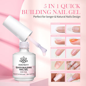 3pcs Set Baby Pink Quick Building Nail Gel Kit Gel Nail Polish BORN PRETTY