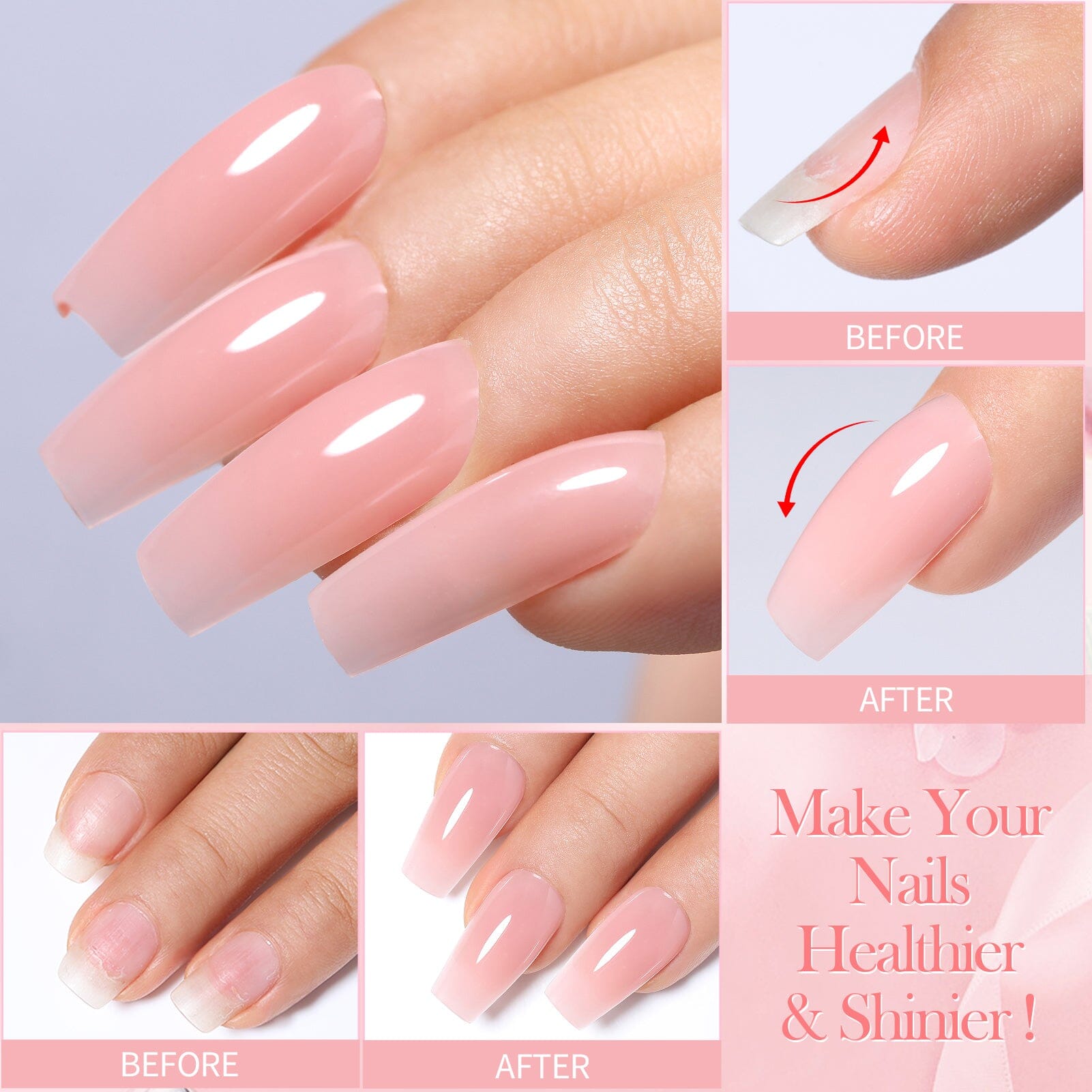3pcs Set Nude Pink Quick Building Nail Gel Kit Gel Nail Polish BORN PRETTY