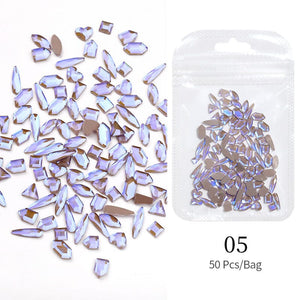 50pcs Aurora Flat Bottom Nail Rhinestones Nail Decoration No Brand
