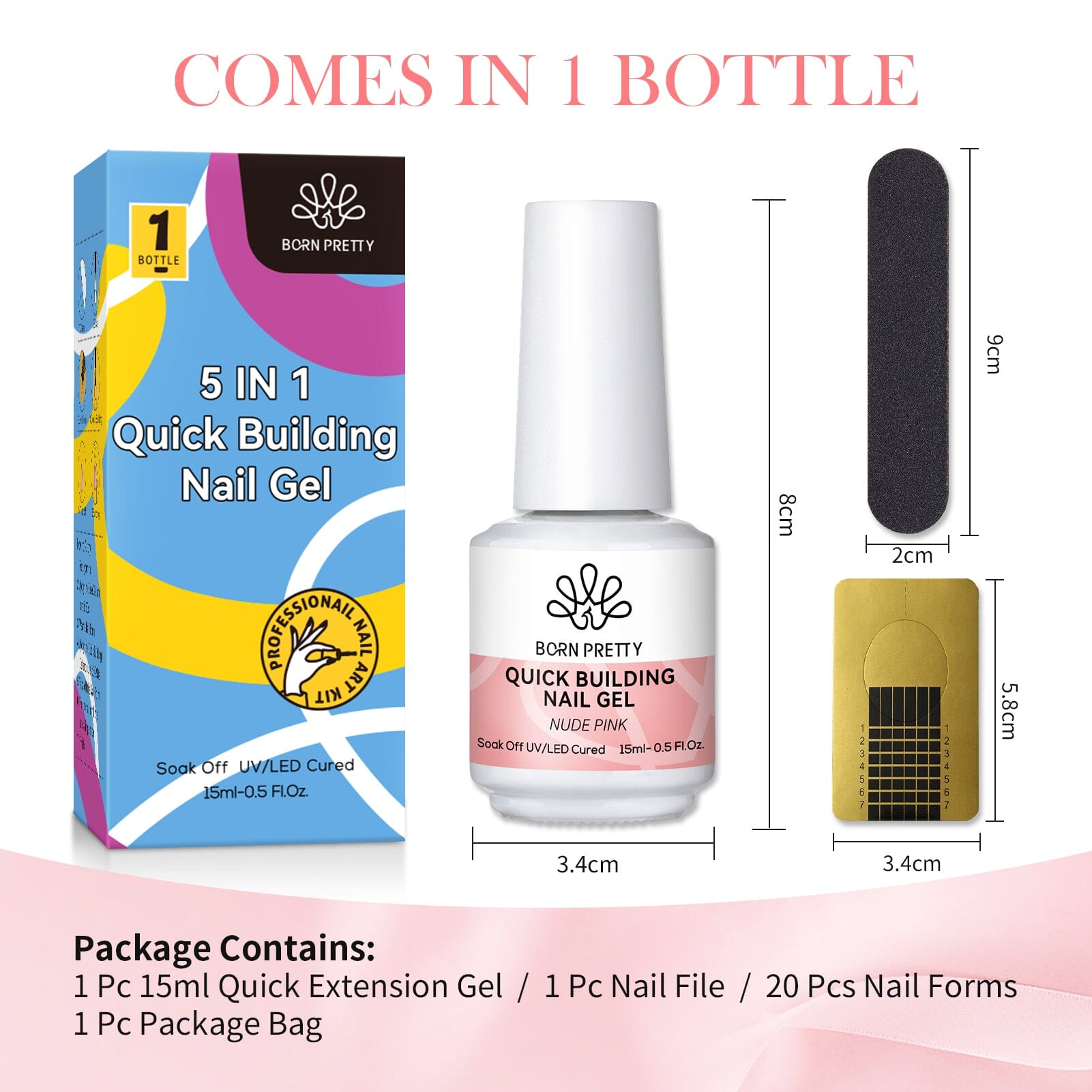 3pcs Set Nude Pink Quick Building Nail Gel Kit Gel Nail Polish BORN PRETTY