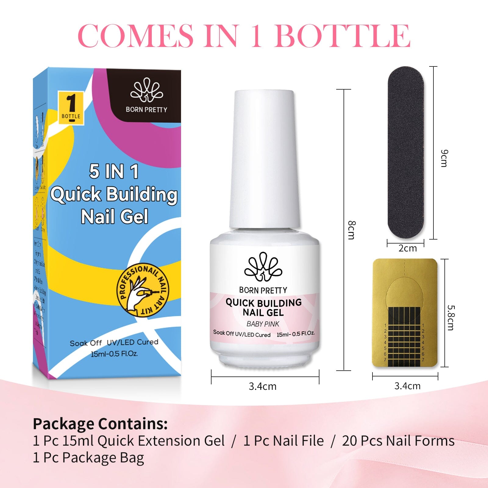 3pcs Set Baby Pink Quick Building Nail Gel Kit Gel Nail Polish BORN PRETTY