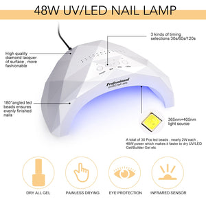 48W UV LED Nail Lamp US Type Plug Nail Tools BORN PRETTY