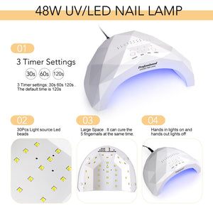 48W UV LED Nail Lamp US Type Plug Nail Tools BORN PRETTY