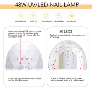 48W UV LED Nail Lamp US Type Plug Nail Tools BORN PRETTY