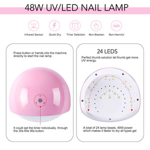 48W UV LED Nail Lamp Pink US Type Plug Nail Tools BORN PRETTY