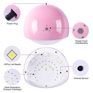 48W UV LED Nail Lamp Pink US Type Plug Nail Tools BORN PRETTY