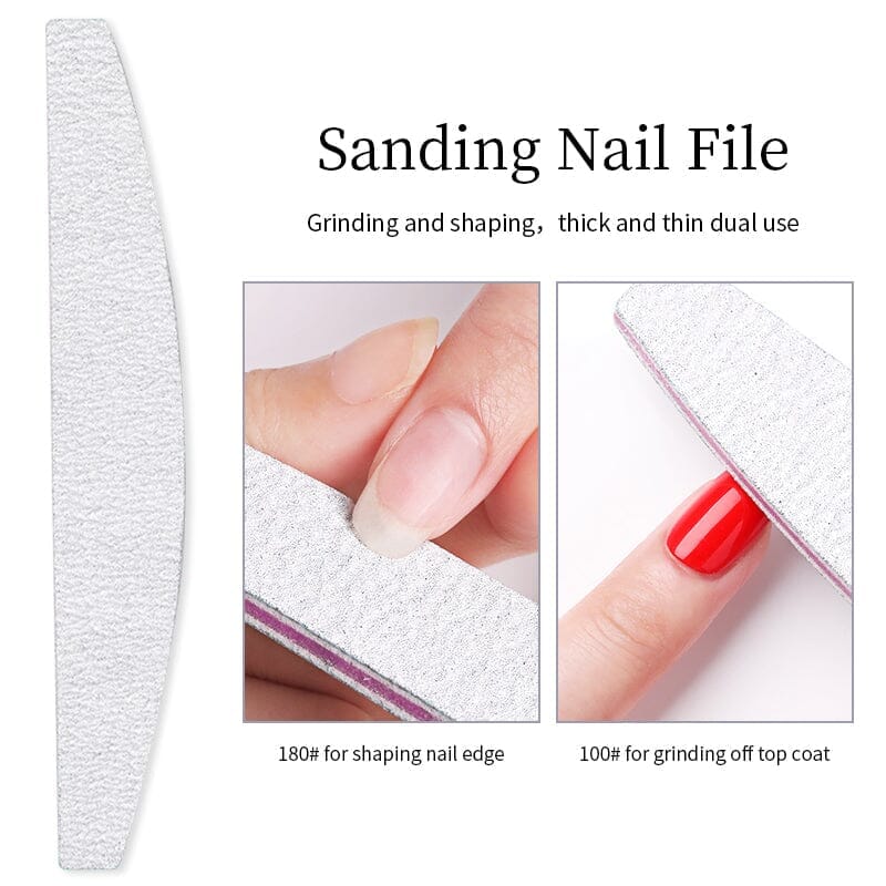 5pcs White Curved Nail File 100/180 Nail Tools BORN PRETTY