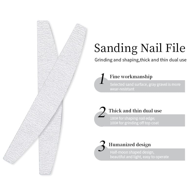 5pcs White Curved Nail File 100/180 Nail Tools BORN PRETTY