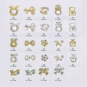 Silver Gold Bowknot Butterfly Rhinestones 3D Nail Decoration Nail Decoration BORN PRETTY 24 Colors