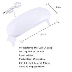 6W UV/LED Lamp Nail Dryer - White Nail Tools BORN PRETTY
