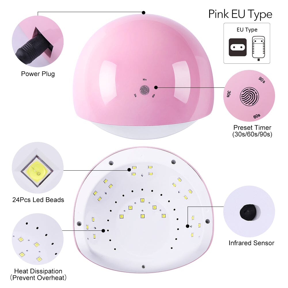 48W UV LED Nail Lamp Pink US Type Plug Nail Tools BORN PRETTY