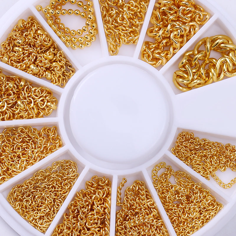 Gold Chain Metal 3D Nail Decoration in Wheel DIY Nails BORN PRETTY