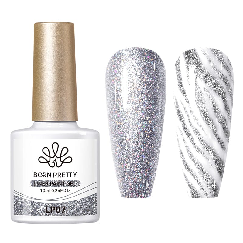 Silver Shimmery Liner Paint Gel 10ml LP07 Gel Nail Polish BORN PRETTY 