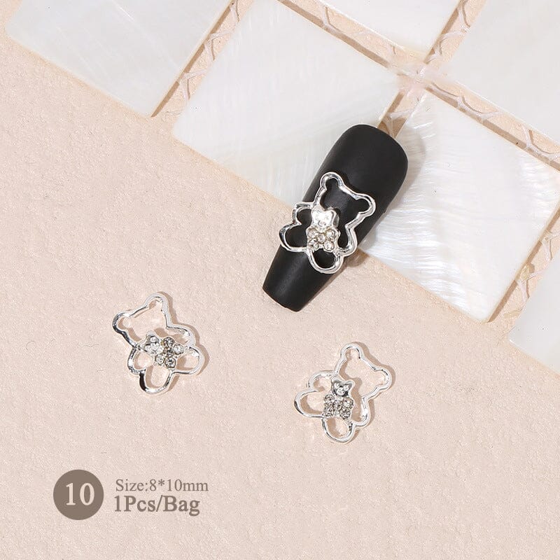 Silver Gold Bowknot Butterfly Rhinestones 3D Nail Decoration Nail Decoration BORN PRETTY 10 