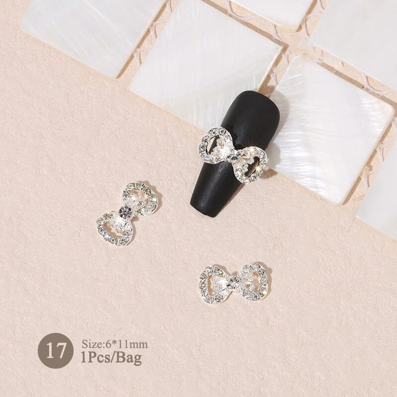 Silver Gold Bowknot Butterfly Rhinestones 3D Nail Decoration Nail Decoration BORN PRETTY 17 