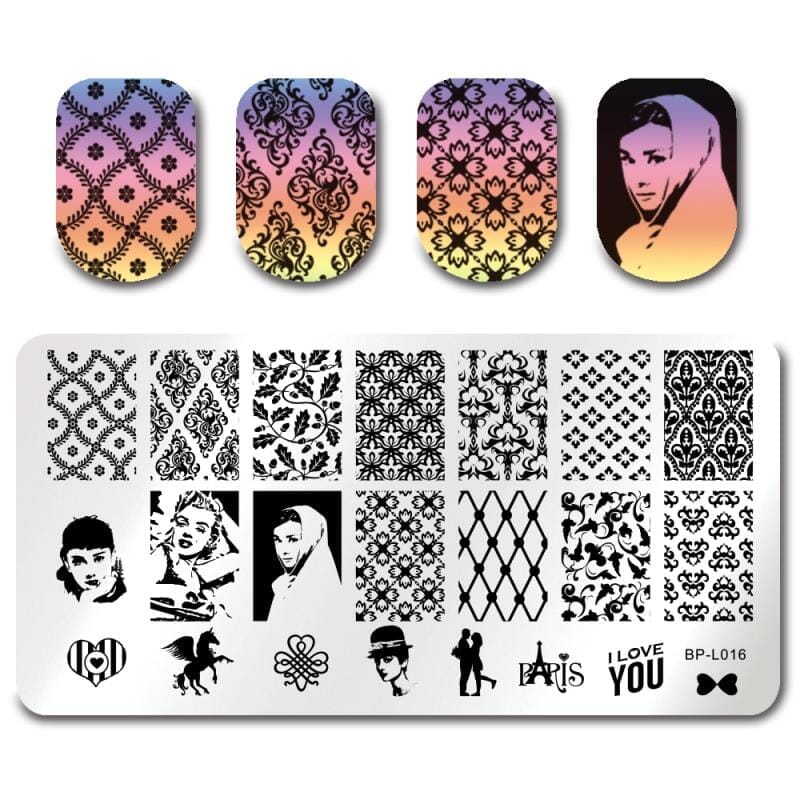 Rectangle Nail Stamping Plates Stamping Nail BORN PRETTY 