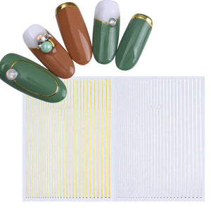 Gold Silver Lines Nail Sticker DIY Nails BORN PRETTY 