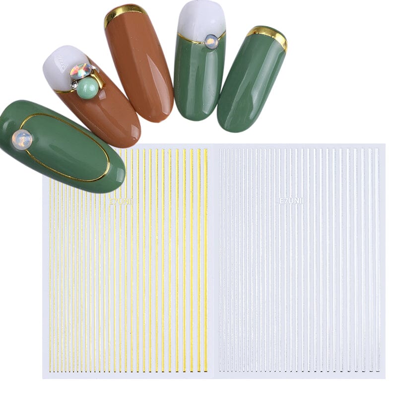 Gold Silver Lines Nail Sticker DIY Nails BORN PRETTY 