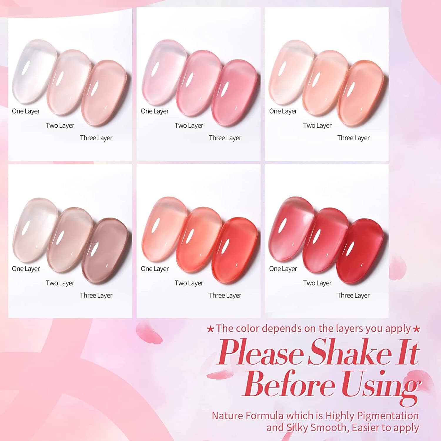 6 Colors Jelly Rose Series Gel Polish Set 7ml Gel Nail Polish BORN PRETTY 