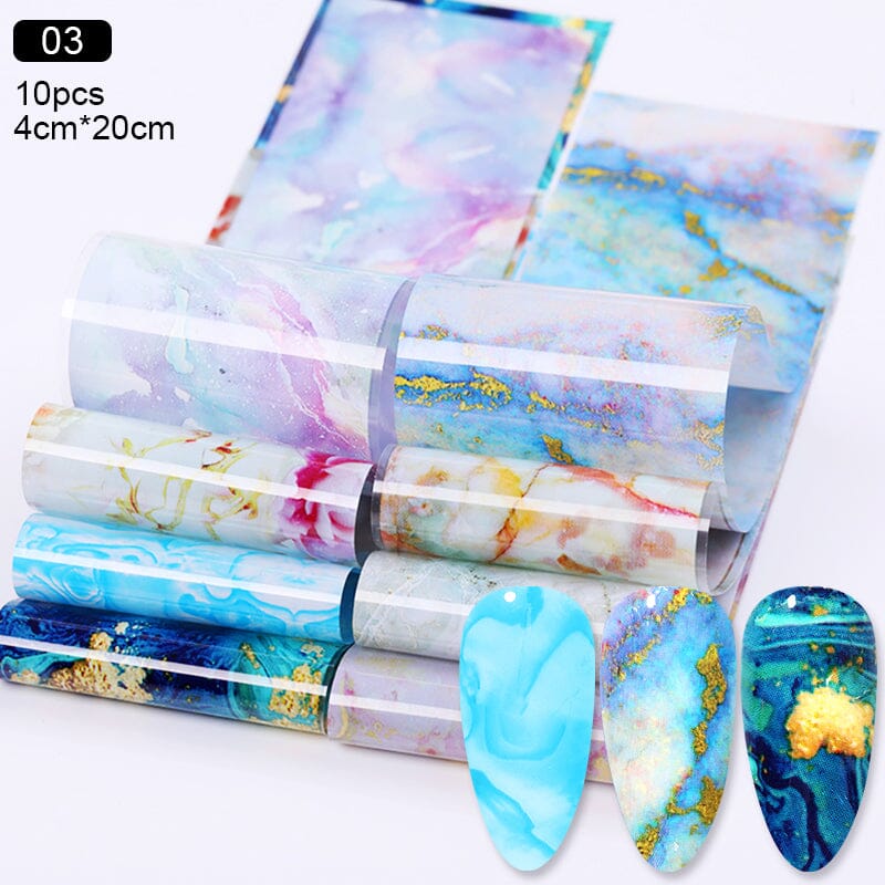 10pcs Blue Marble Nail Foil Sticker DIY Nails BORN PRETTY 