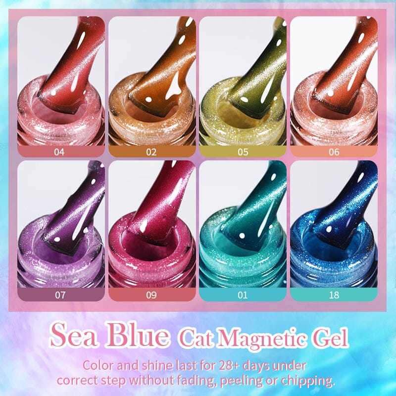 Sea Blue Cat Magnetic Gel 10ml Gel Nail Polish BORN PRETTY 