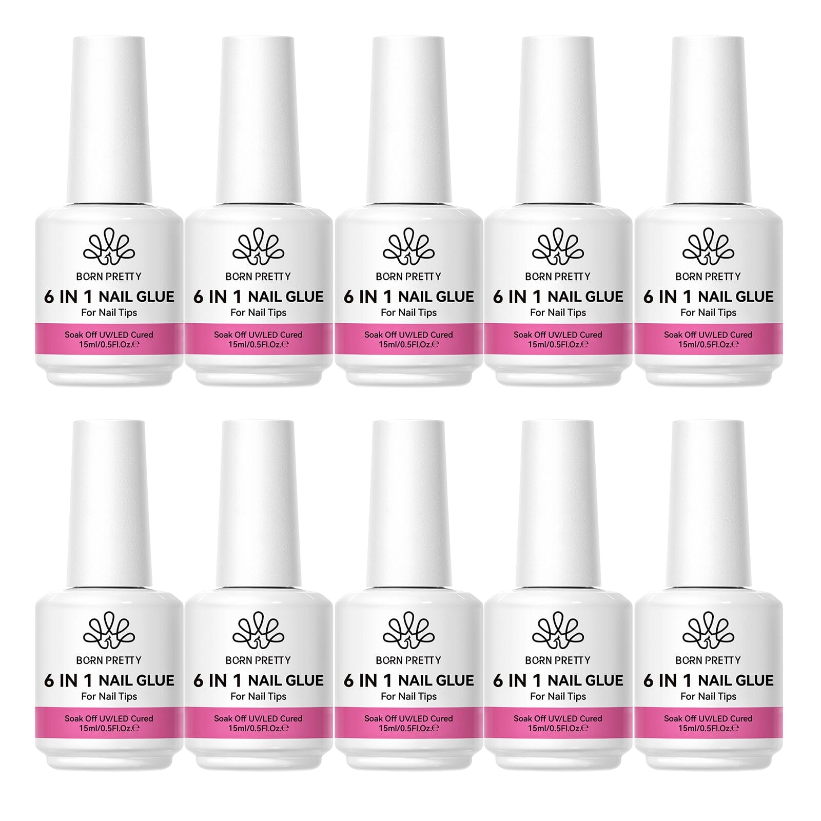 6 in 1 Nail Glue Gel 15ml Gel Nail Polish BORN PRETTY 10 Bottles (20% off) 