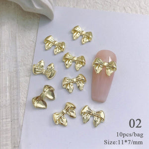 10pcs Bowknot Gold Silver Alloy Nail Decoration DIY Nails BORN PRETTY 02 