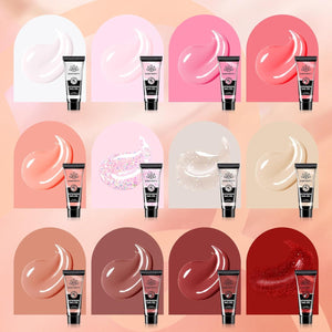 [US ONLY] 12 Colors Poly Extension Gel Kit Starter Kit with 6W Nail Lamp Base Top Coat Gel Nail Polish BORN PRETTY 