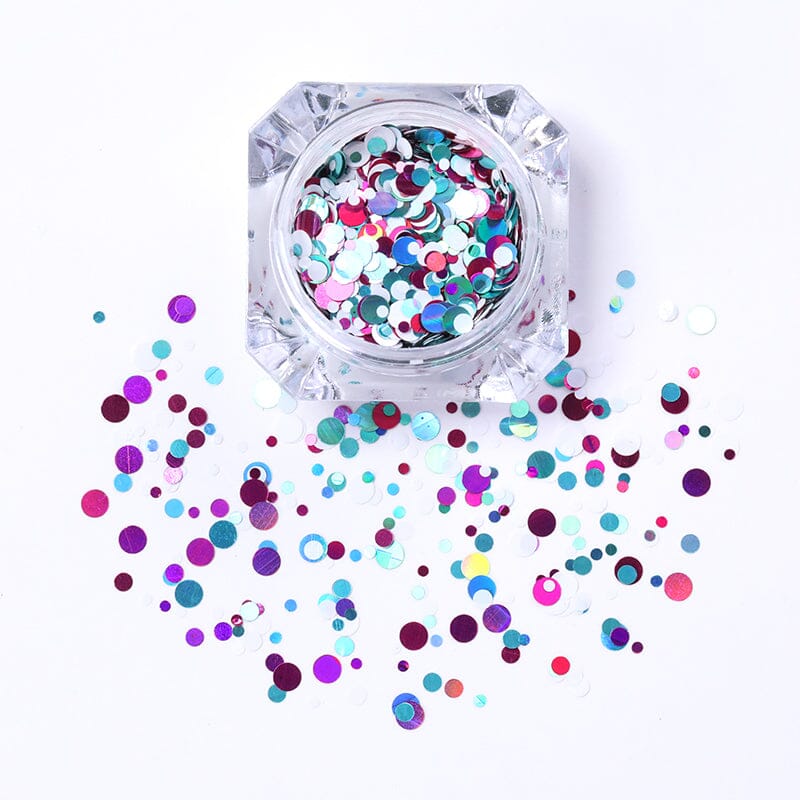 Round Mixed Colors Glitter Sequins P08 Nail Art No Brand 