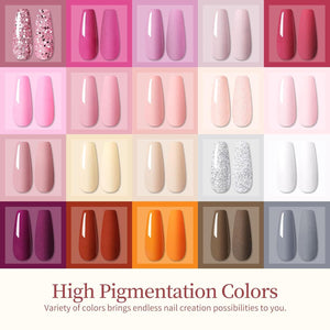 [US ONLY] 20 Colors Dipping Nail Powder Starter Kit with Base&Top, Activator, Brush Saver Nail Powder NICOLE DIARY 