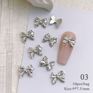 10pcs Bowknot Gold Silver Alloy Nail Decoration DIY Nails BORN PRETTY 03 