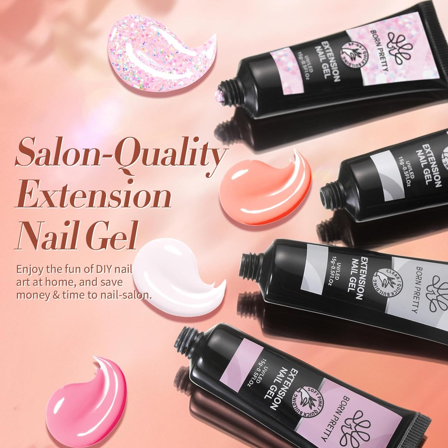 [US ONLY] 12 Colors Poly Extension Gel Kit Starter Kit with 6W Nail Lamp Base Top Coat Gel Nail Polish BORN PRETTY 