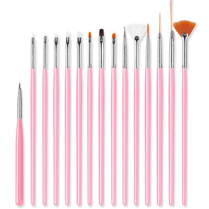 15pcs Set Pink Nail Brushes Tools & Accessories No Brand 