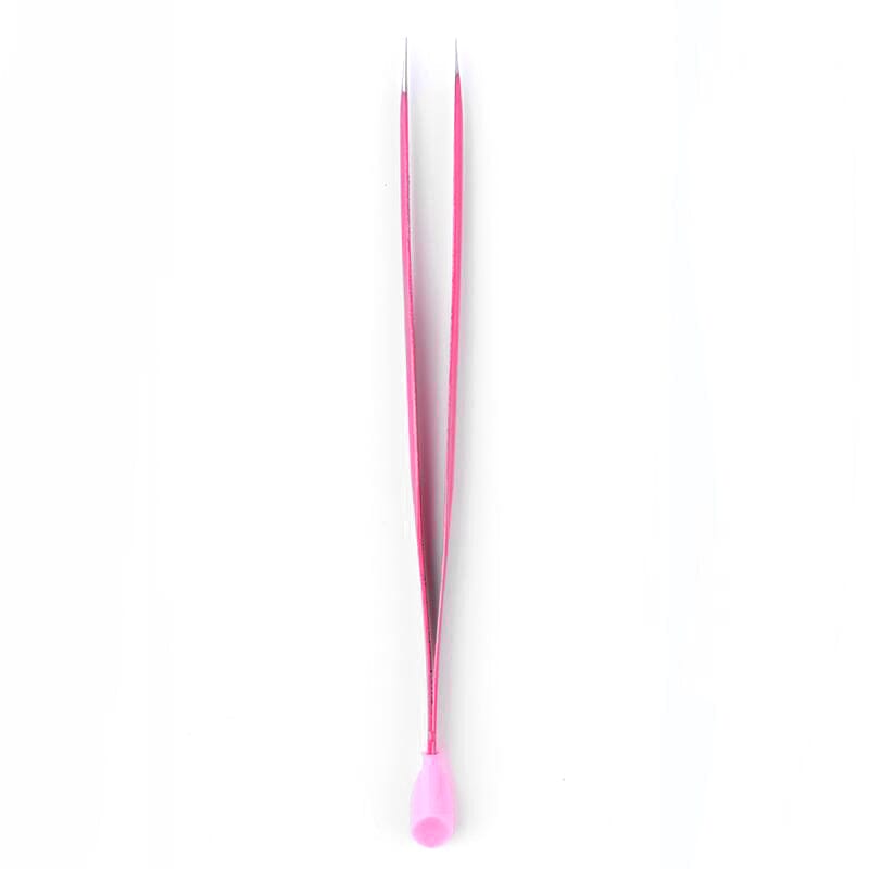 Pink Straight Nail Tweezers with Silicone Head Tools & Accessories No Brand 