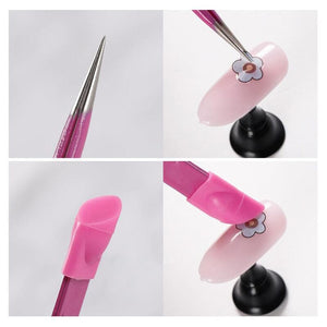 Pink Straight Nail Tweezers with Silicone Head Tools & Accessories No Brand 