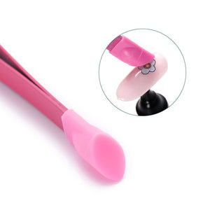 Pink Straight Nail Tweezers with Silicone Head Tools & Accessories No Brand 